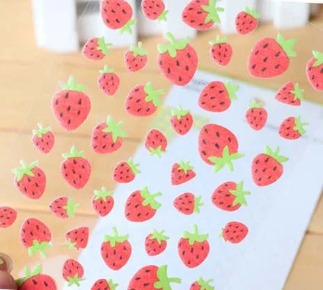 

Pretty Cartoon Red Strawberry Felt Sticker DIY Nonwoven Felt Fabric, Free Shipping