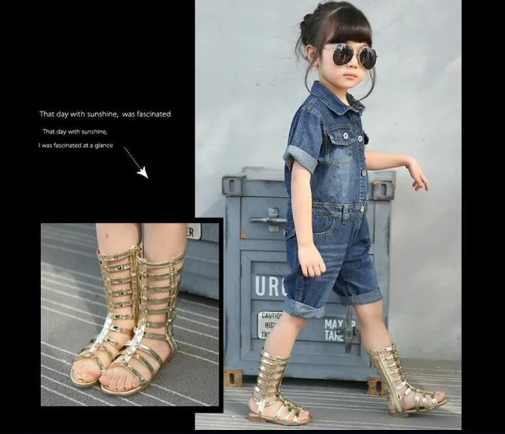 Г. летняя обувь детские сандалии для девочек сандалии-гладиаторы до колена Детские летние сандалии для девочек золотые, серебряные детские сандалии