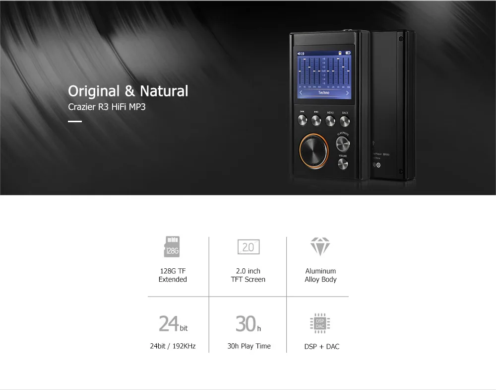 Crazier R3 HiFi 2.0 inch TFT Screen Digital MP3 Lossless Music Player