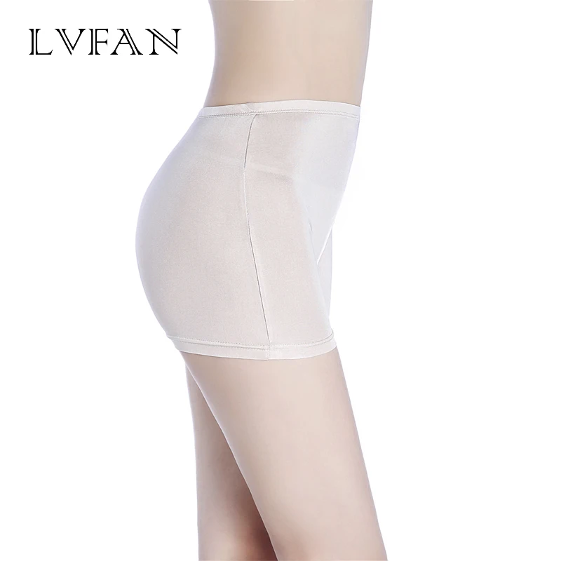 LVFAN, 4 цвета, женские трусики, мягкий шелк, бесшовные, безопасные короткие штаны, высокая талия, брюшной полости, боксеры, штаны, анти-светильник, защитные штаны