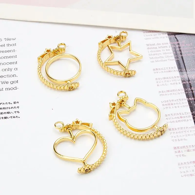 

DIY Keychain Rotating Frame UV Resin Pendant Open Bezel Setting Jewelry Making