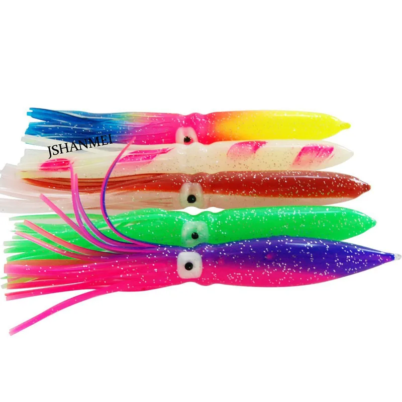 JSM 6pcs/lot soft Fishing Lures Saltwater jig skirt Fishing bait For  Trolling jigging fishing plastic lures