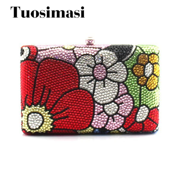 

Beautiful Flower Ladies Crystal Clutch Evening Handbags