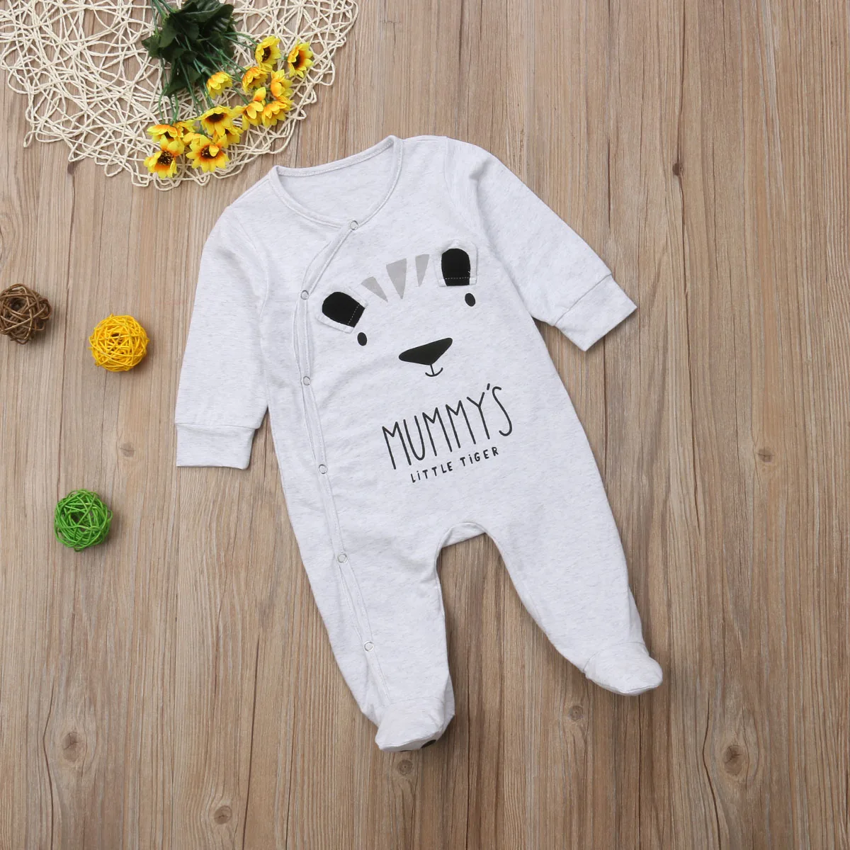 Милый медведь для маленьких девочек и мальчиков Footies папа, Мама baby grow Мягкие хлопковые пижамы Осень детская одежда