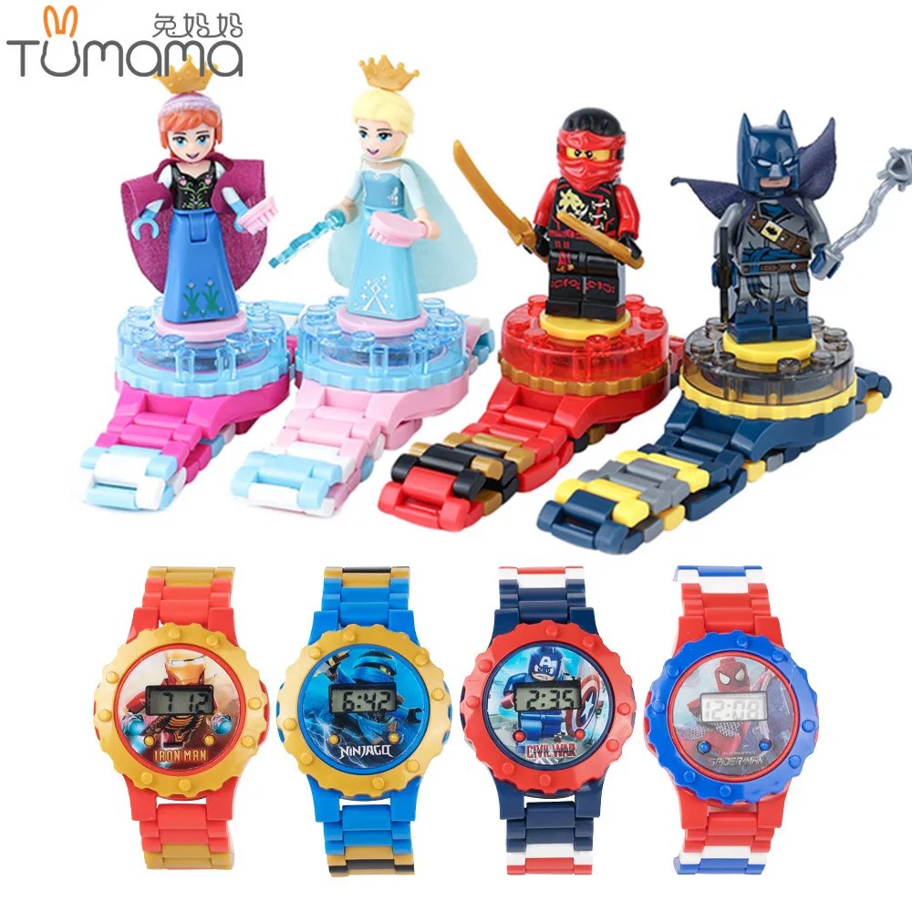 Super Hero Watch Building blocks Ninjagoed Marveling Avengers Figures Bricks Toys Compatible with Legoed Minecrafted Block Watch