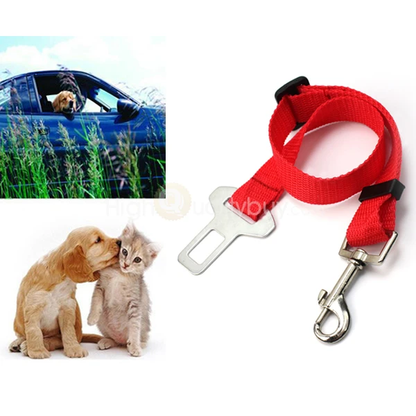 Регулируемый автомобильный удерживатель ремня безопасности собаки Регулируемый нейлон для домашних животных поводок красный