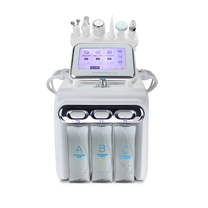 

Hot Upgrade 6 in 1 Small Bubble Skin Care Tools Ultrasonic RF Hydra Deep Facial Pore Clean Facial Massage Machine