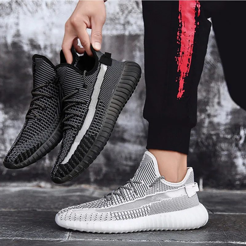 

Outdoor Running Black White Gray Flying Weaving Light Breathable 350 Boost V2 Sneakers Sport Shoes For Men Zapatos De Hombre