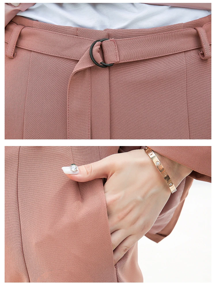 Women's pantsuit Temperament long sleeve double-breasted blazer Woman suits lady suit office Jacket set 2019 two-piece