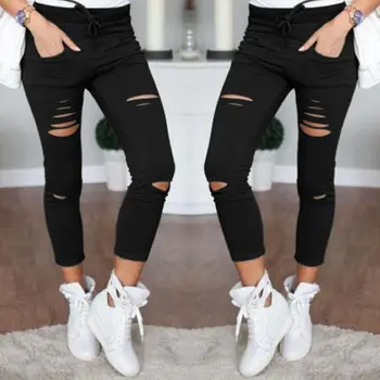 

Black Nice Women's Pants gothic plus size women clothing fashion sexy female pencil pant harajuku streetwear black trousers