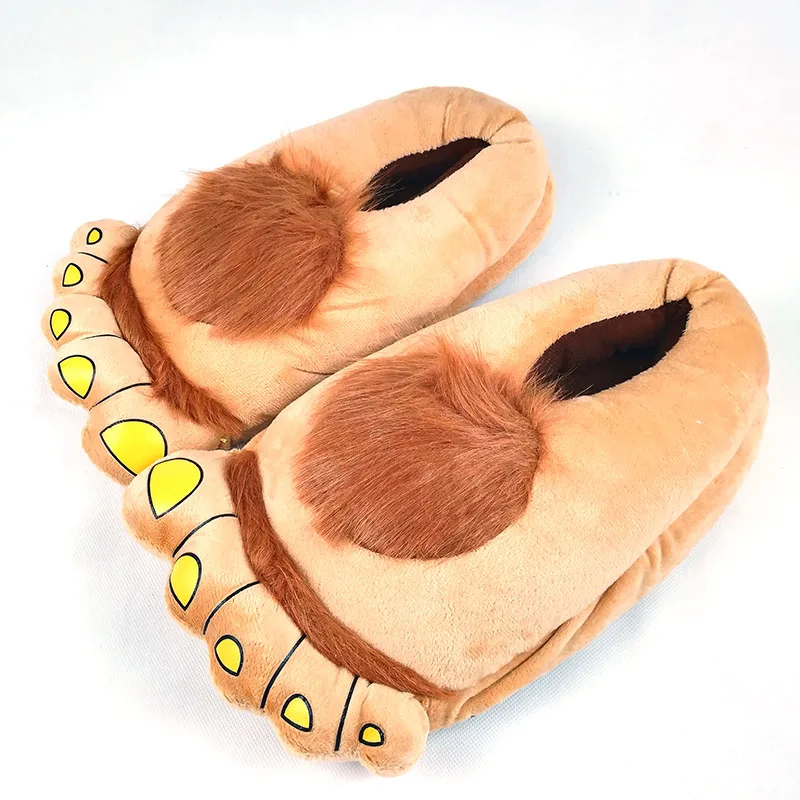 FAYUEKEY/пушистые зимние женские и мужские домашние тапочки в винтажном стиле с рисунком Хоббита из мультфильма; тапочки с большими носками на Хэллоуин; Pantufa; теплая домашняя обувь