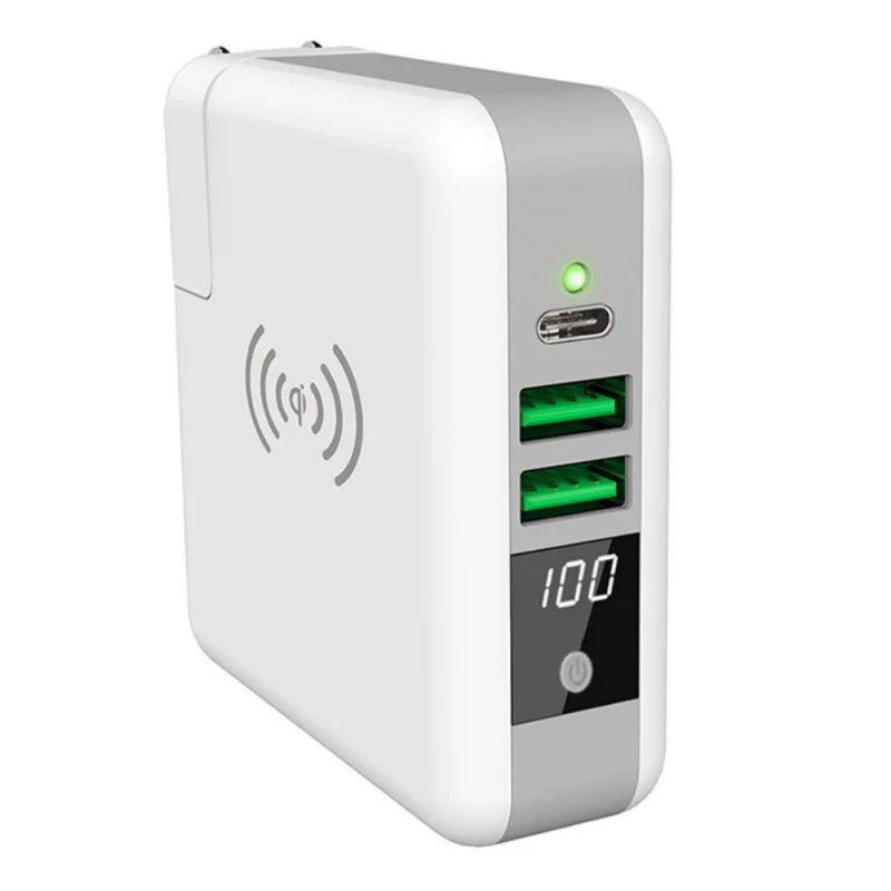 

Portable Qi Wireless Fast Charging Real 6700mAh Power Bank 2USB Fast Charger LCD Battery Charger With US Plug For IPhone Android