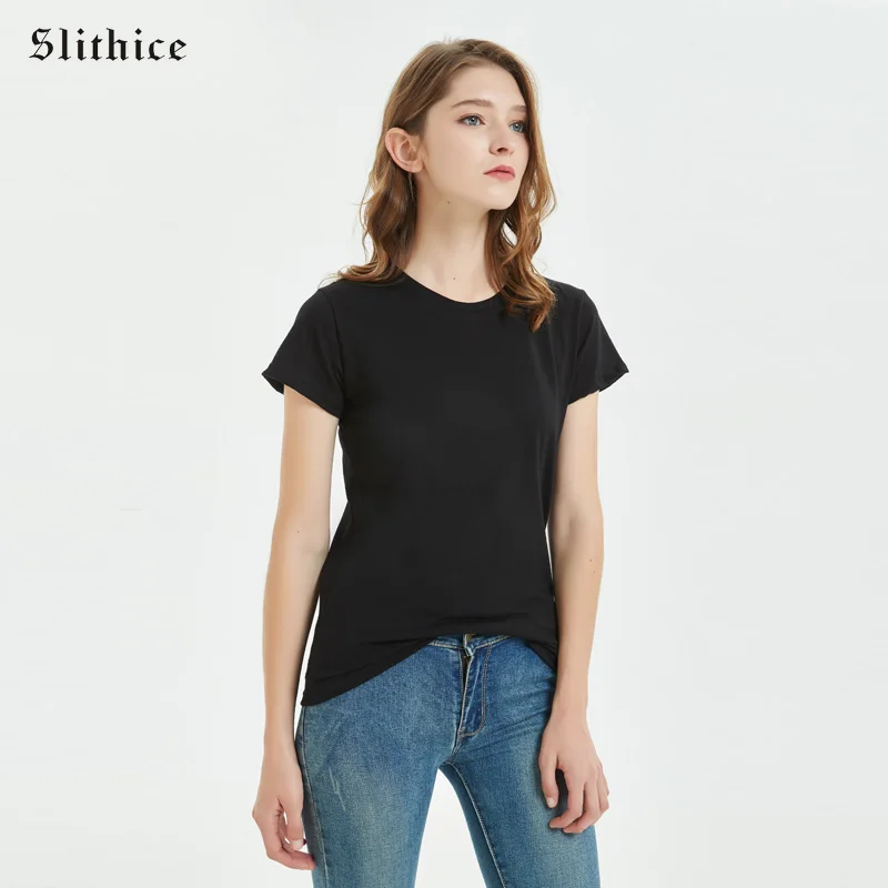 Женская футболка Slithice топы хлопковые рубашки с коротким рукавом однотонная