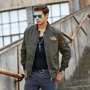 

Fashion Youth Men Spring/AutumnWarm Jackets Casual Jackets Zipper Stand Collar Military Army Style Jackets Pilot Jackets Cotton