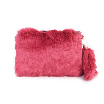 

Faux fur plush children school bags kids messenger cross-body travel bags small phone pouches for kindergarten baby girls