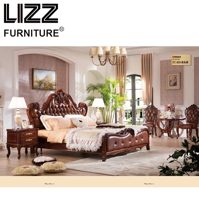 Chesterfield Bed Royal Furniture Set Bed Room Antique Style Chesterfield Bed Royal Furniture Set Bed Room Antique Style Furniture Solid Wood Night Table Luxury Leather - Chesterfield Bed Royal Furniture Set Bed Room Antique Style