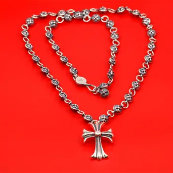 

Character Silver Items S925 Pure Silver Ornaments Thai Silver Hand Man Cross Necklace