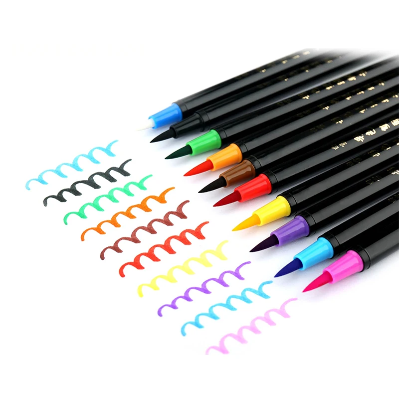 

Color double-headed brush soft pen calligraphy size beautiful watercolor cartoon hook line Kai brush water colored markers