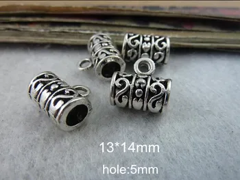 

60 Antique Silver Slider Bails - Curved Connector Bail - Pendant Holder 13*14mm with 5mm hole - Free Shipping