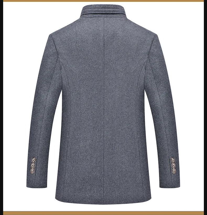 Осеннее Новое мужское пальто, шерстяное пальто, Мужская одежда, приталенная Смешанная куртка с воротником-стойкой, мужские пальто, мужские пальто