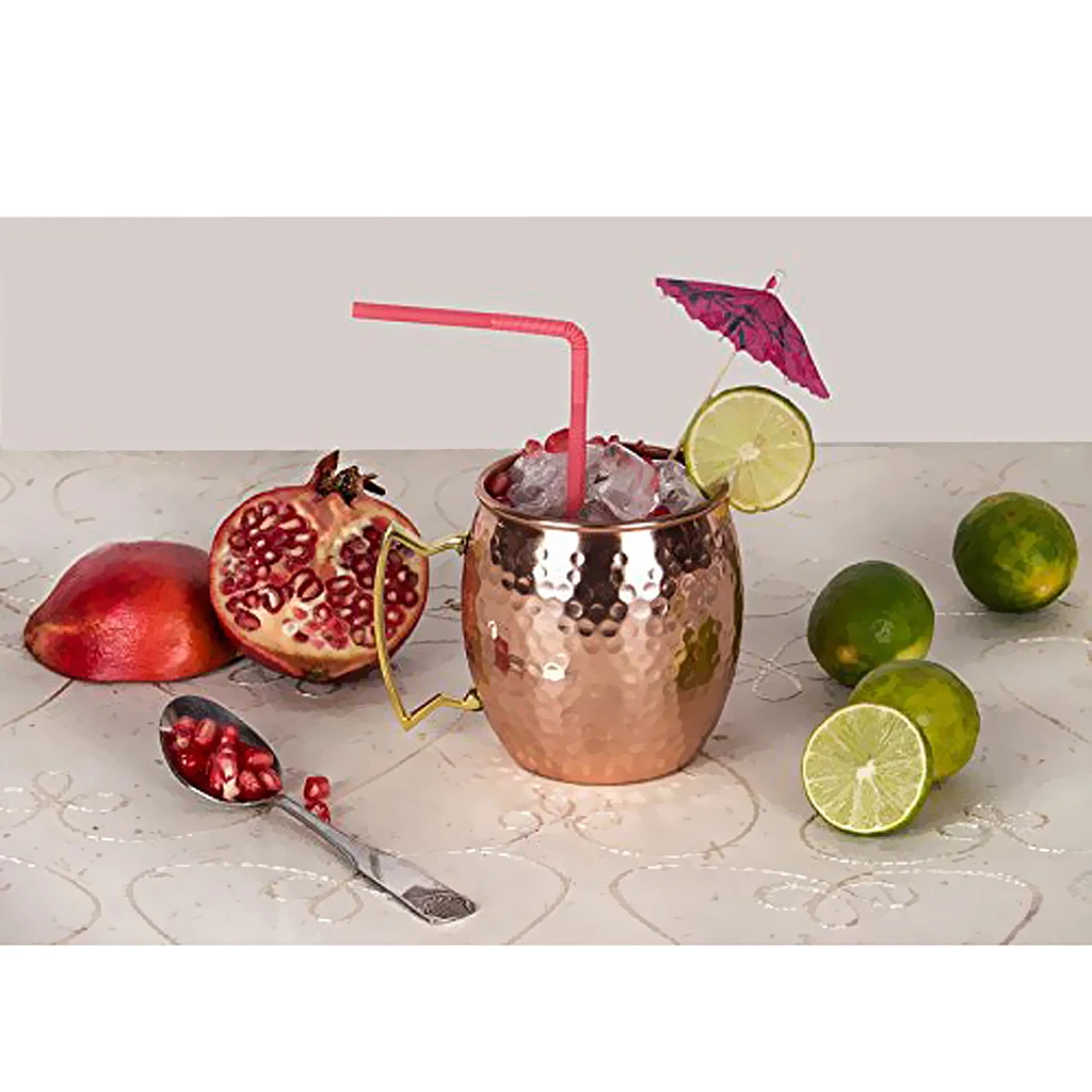 Moscow Mule Copper Mugs Set of 6  Solid Stainless Steel Handcrafted Copper Finish Mug for Cocktail 530ML
