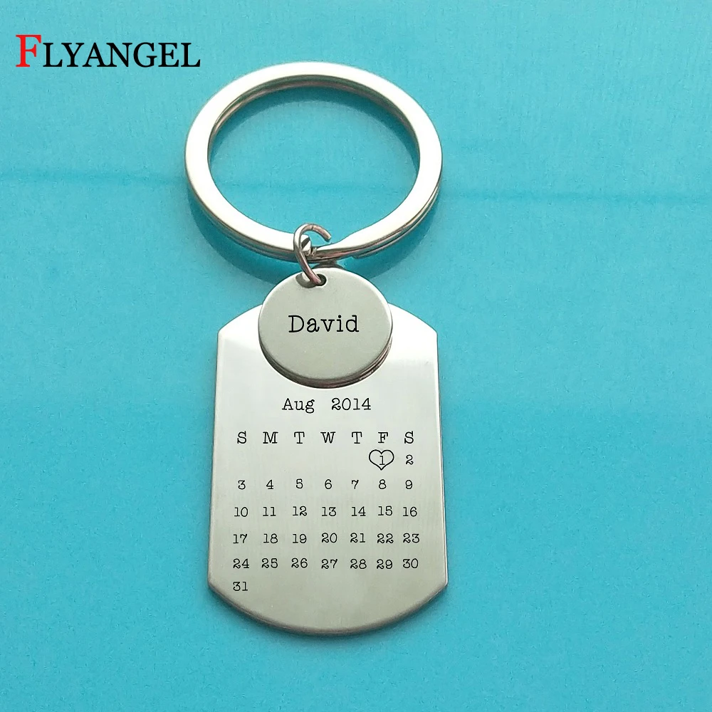 

Calendar Keychain Signature Calendar Keyring Date Highlighted with Heart Special Date Gift for Couples Family Members Friends