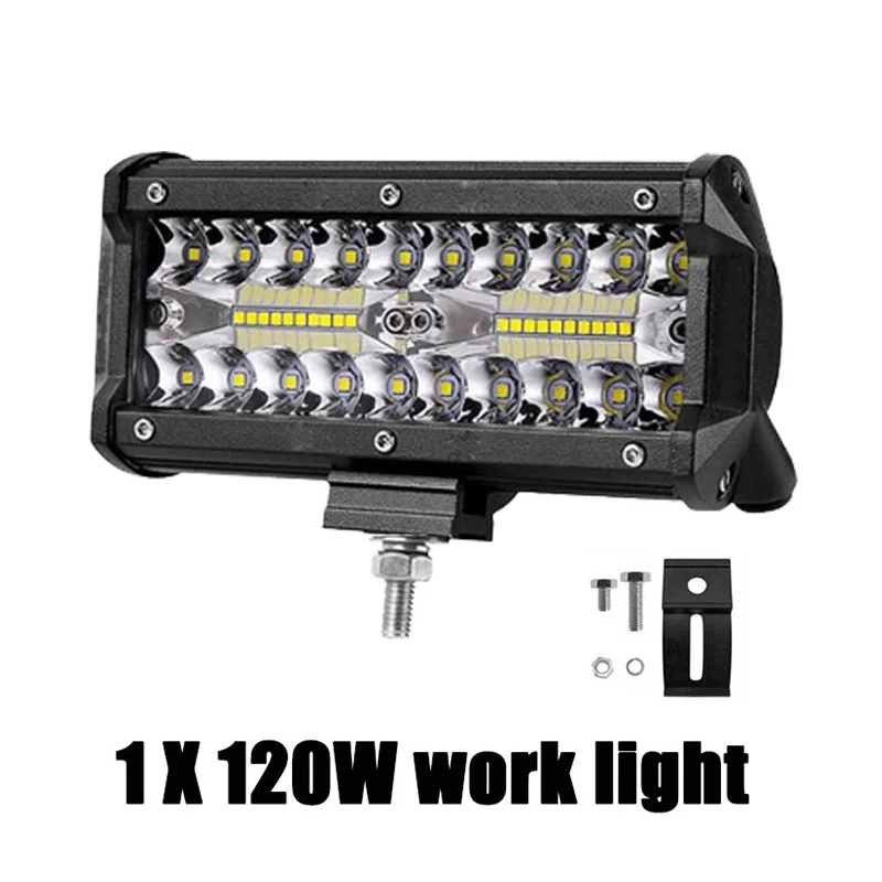 Светодиодный светильник бар 4, 7, 10, 12, 15, 18, 20 дюймов три ряда 4X4 внедорожный Автомобильный светодиодный рабочий светильник 60 Вт 120W 180W 240W 300W 360W 420W для внедорожник трактор - Цвет: 7inch 120W