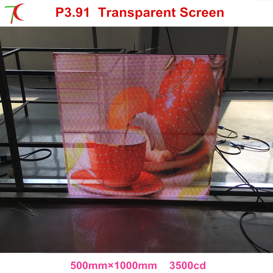 Фабрики Китая напрямую продавать P3.91 прозрачный занавес стены светодиодный дисплей, 500*1000 мм, 3500cd