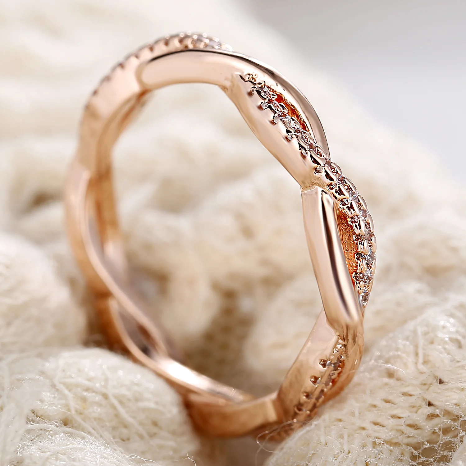 Популярное серебряное кольцо Anillos 925, кольца на палец с узлом для женщин, Свадебный Рождественский подарок, персонализированные серебряные ювелирные изделия Anillos 14k - Цвет камня: rose gold