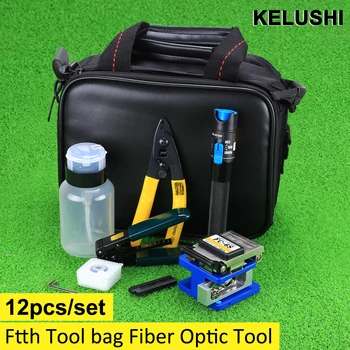 

12pcs/set Fiber Optic FTTH Tool Kit with FC-6S Fiber Cleaver and Optical Power Meter 5Mw Visual Fault Locator