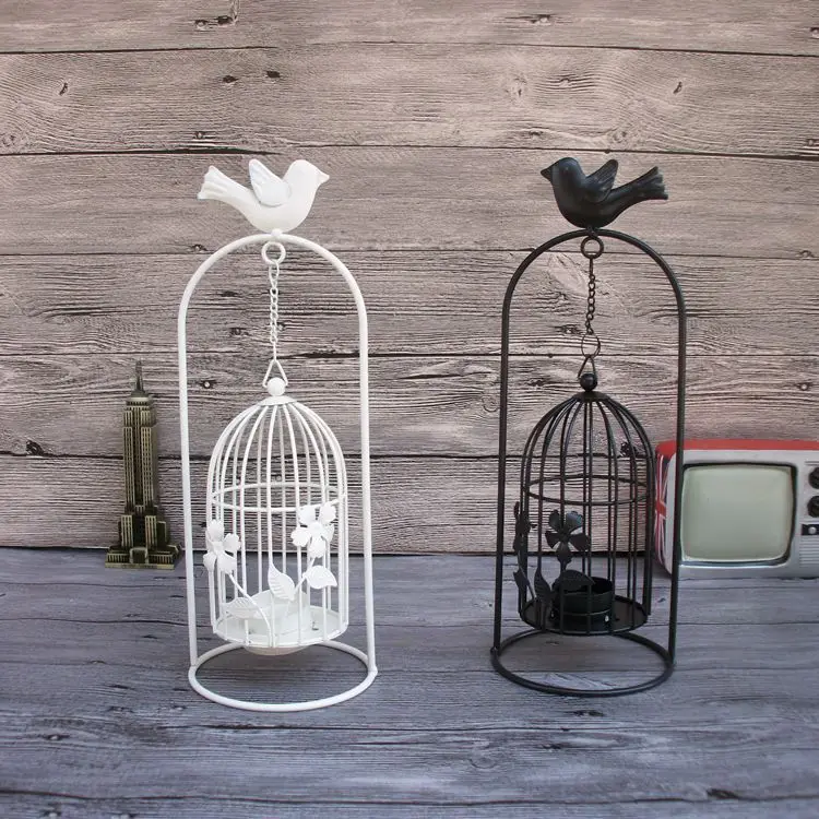 Birdcage-shape Hanging Sweet Candlestick Metal Vintage Tealight Candle Holder Lanterns Wedding Home Antique Table Decoration