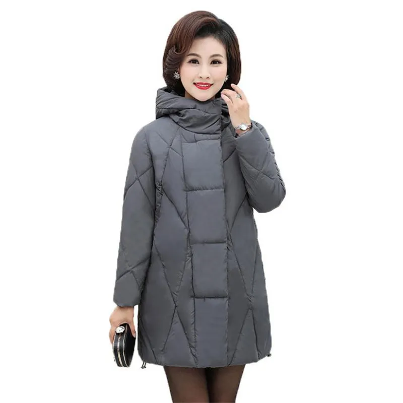 

New Mid-Age Winter Women Coats 2018Plus Size 5XL Down Cotton Jacket Hooded Female Cotton-Padded Winter Jackets Thick ParkasQ1043