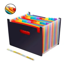 Папка-гармошка 24 кармана, черный аккордеон A4 папка Офис Школьные принадлежности файл держатель портативный сумка для хранения