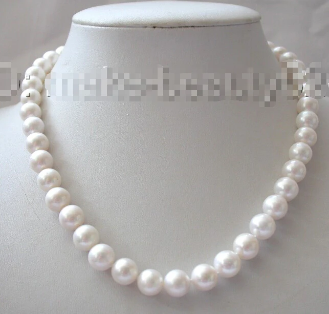 

stunning big 9mm round white freshwater cultured pearl necklace s1358^^^@^Noble style Natural Fine jewe FREE SHIPPING