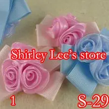 600X(7x5 см) красивая розовая и синяя Органза Прозрачная роза на корсажной ленте бант, резные декоративные элементы для мебели