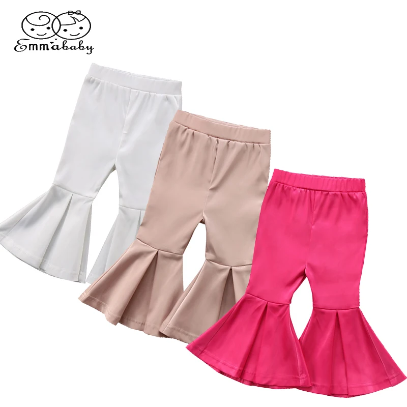 Emmababy Toddler Kids Girls Flare Pants Solid Long Leggings Stretchy Flares Trouser 2 7Y Street
