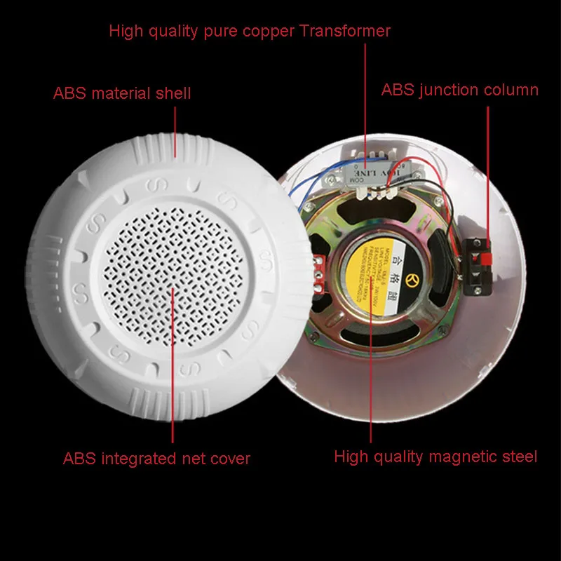 Прочный 5,5 дюймовый потолочный звуковой сигнал фоновая музыка для общественного вещания радио громкоговоритель инструменты
