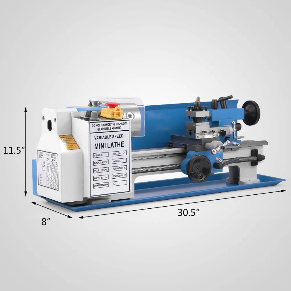 Токарный мини токарный станок 7 &quotx 14&quot 550 Вт 3/4HP Прецизионный Металлический 2500