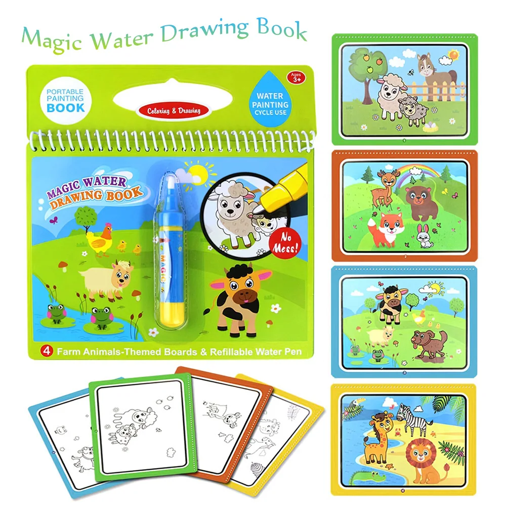 

Magic Water Drawing Book & Magic Pen Painting Drawing Board For Kids Toys Magic Water Drawing Book Birthday Gift