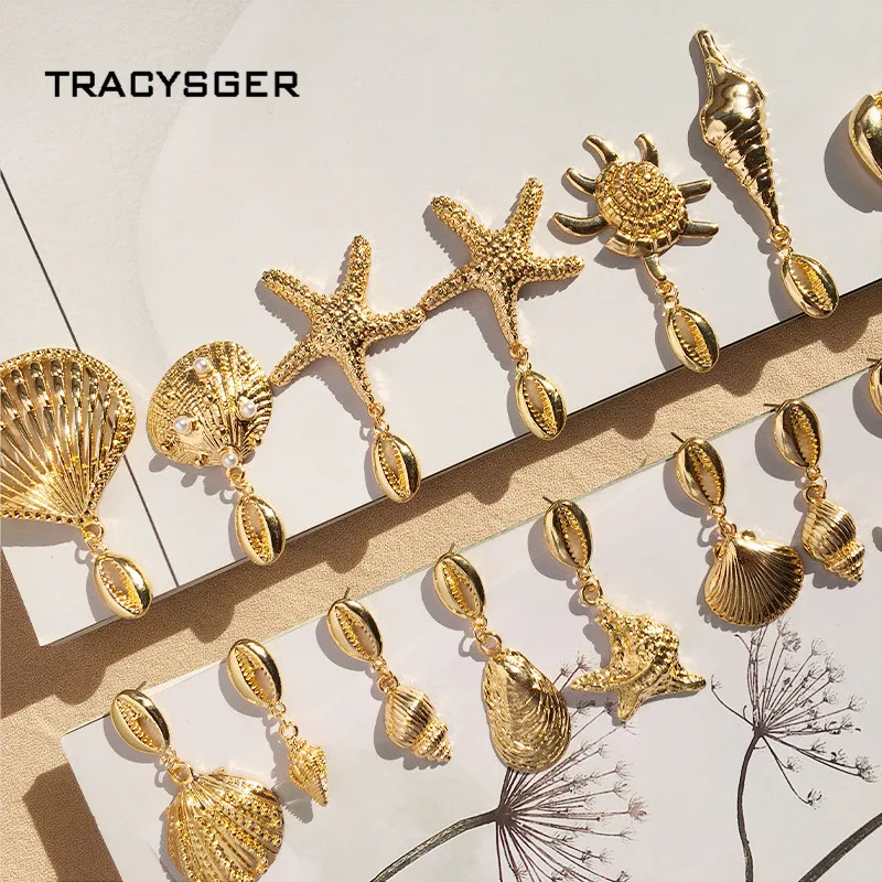 

AH-84501 /TRACYSGER/ 2019 new cowry shell starfish earrings