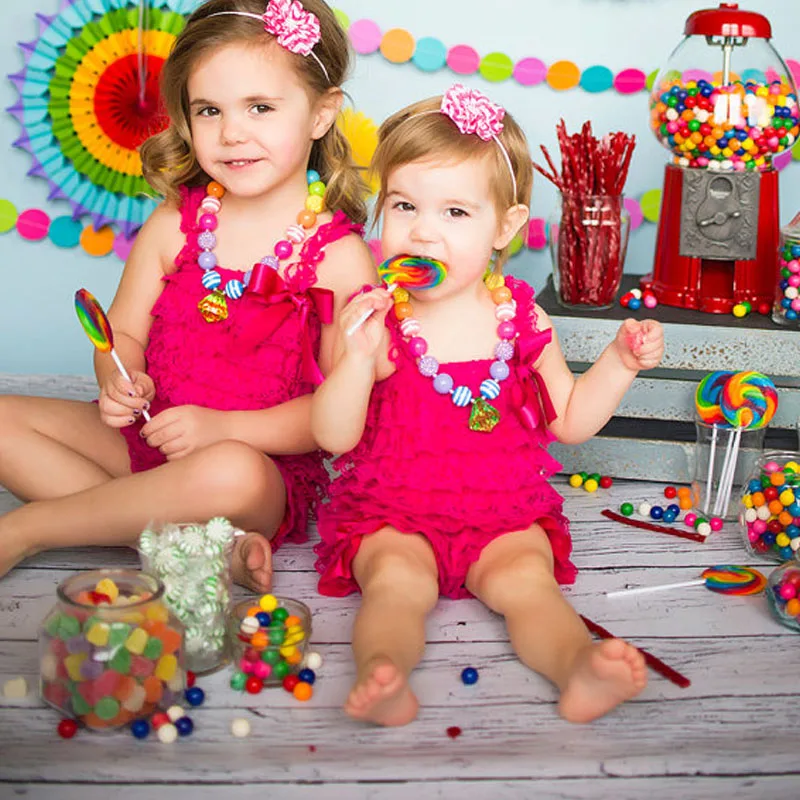 Детский ярко розовый комбинезон с оборками для девочек|lace romper newborn|petti romperkids rompers |