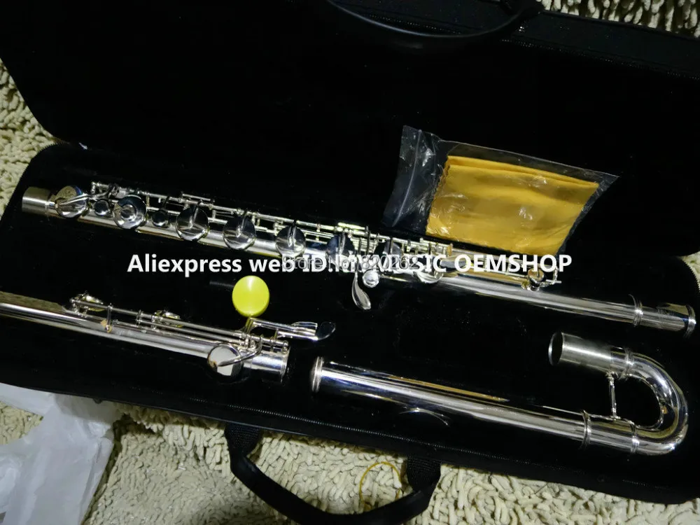 

New Arrival Bass flute silver big Professional Flute with case High Quality Wholesale Free Shipping
