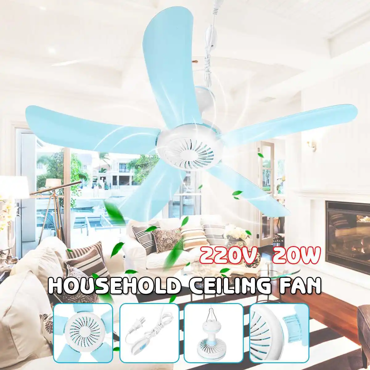 

220V 20W Mini Energy-saving Electric Anti-mosquito Ceiling Fan Mini Fans Air Conditioner Cooler for Dormitory Summer 5 Blade