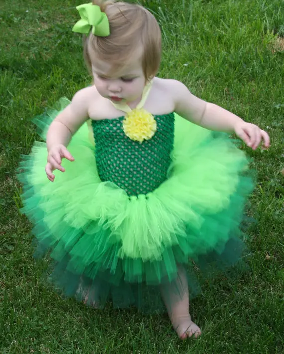 

Tinkerbell Tutu Dress Green Ombre Tutu Dress Shabby Children Tutu Costume Dress up fairy Baby Communion Dresses