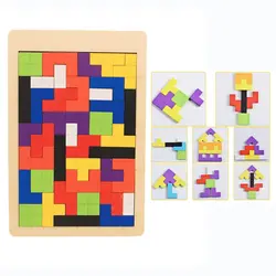 Красочные деревянные головоломка Танграм Puzzle игрушки Тетрис игры Дошкольное Magination интеллектуальная развивающая Kid Игрушка