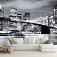 Beibehang пользовательские обои Гостиная Спальня Фреска 3D обои Нью-Йоркский мост пейзаж черный и белый пейзаж Фреска фото