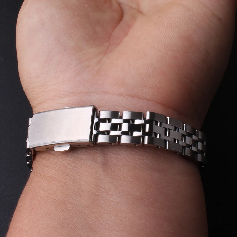 Ремешок для часов из нержавеющей стали серебристый розовый золотой 10 мм 12 14 16 18 19