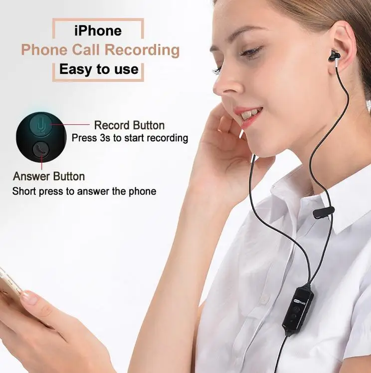 

DSstyles Phone Call Recorder Mobile Earphone for iPhone Skype WeChat Facebook Voice Call Recording