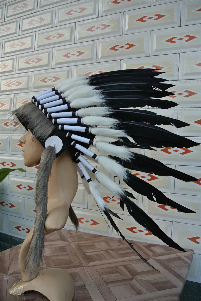 21 inch black Indian feather Headdress indian feather