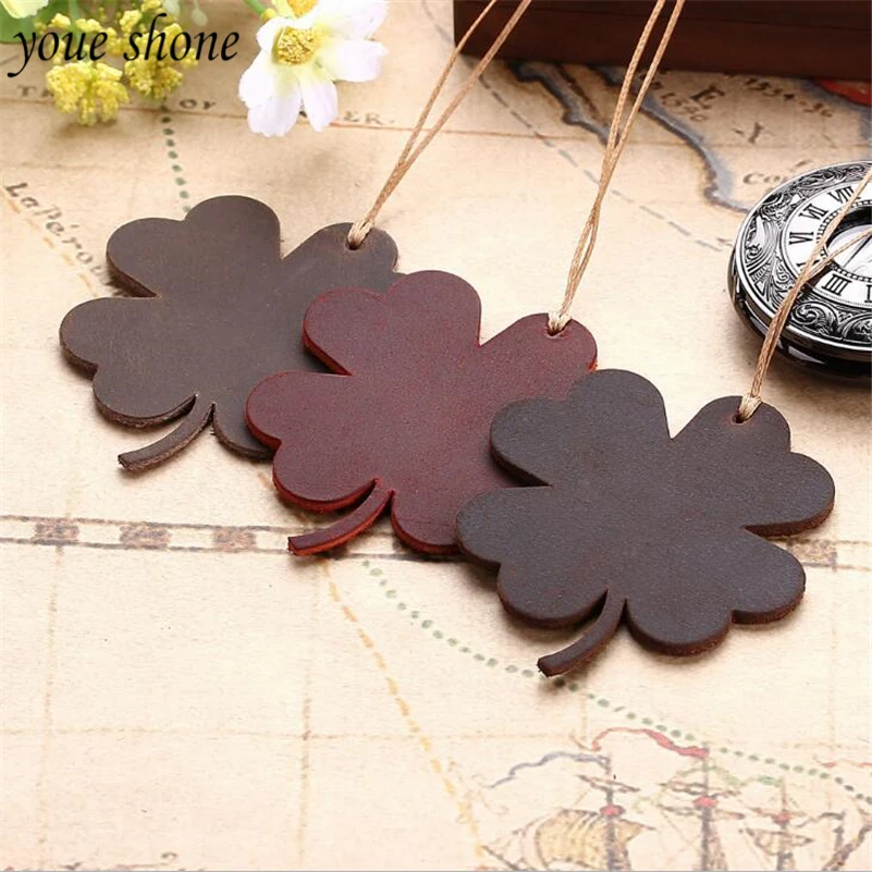 

1PCS Bookmark Vintage First Layer Cowhide Hand-stitched Cowhide Bookmark Creative Four-leaf Clover Crazy Horse Skin YOUE SHONE
